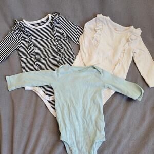 Cat and Jack and Carters Long Sleeve Stripes Sparkles 3PC